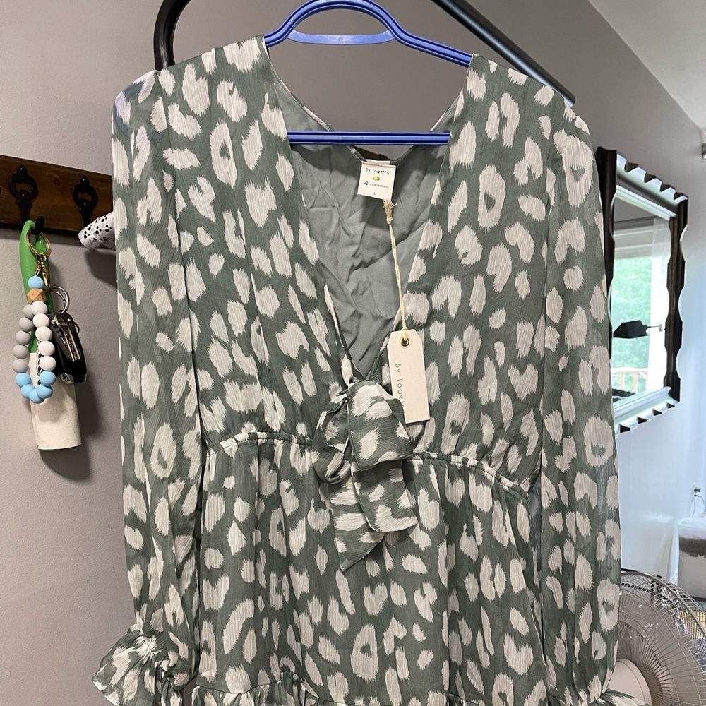 Green Leopard print dress from By Together